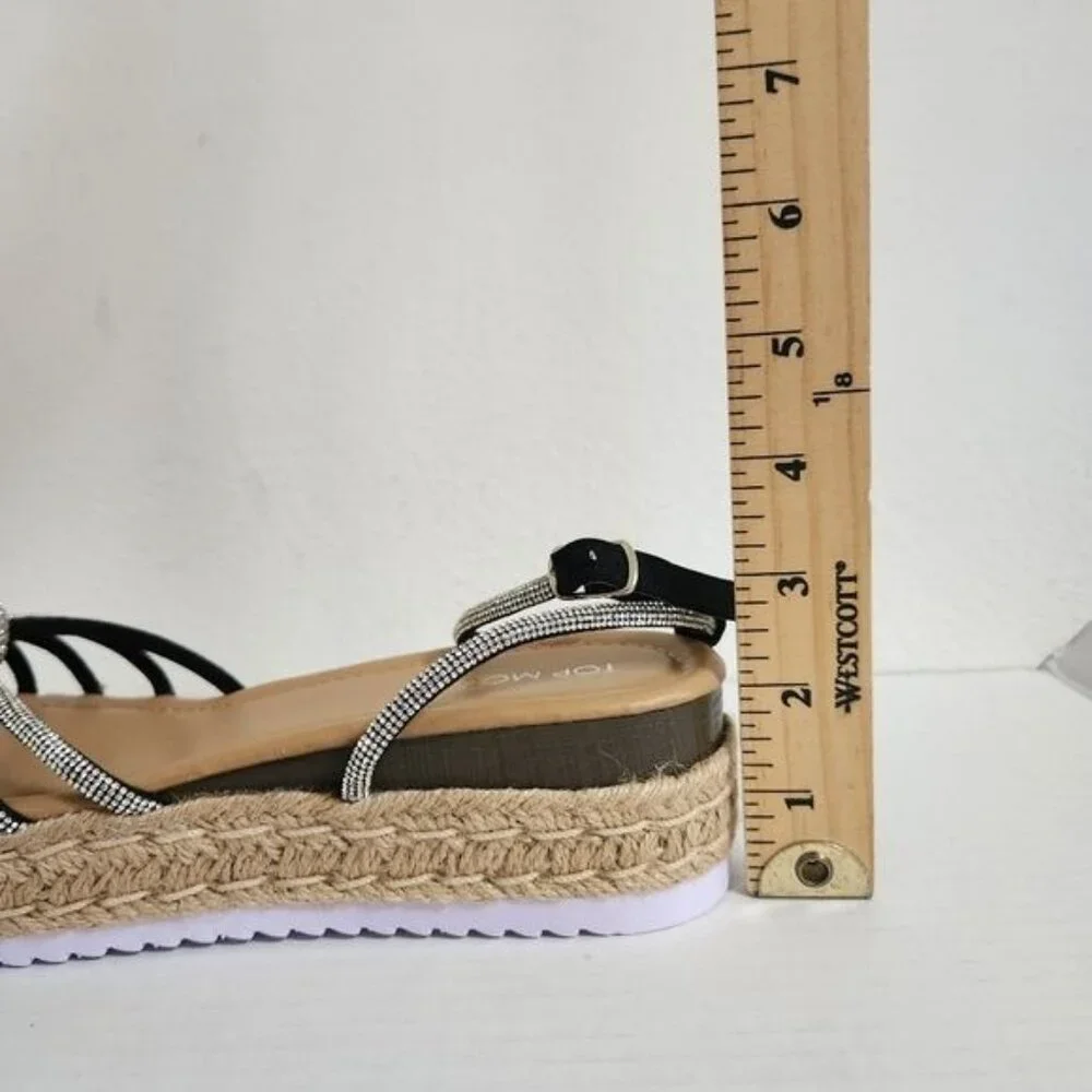 Top moda Knotted Rhinestone Wedge Sandals Bling Bling Platform Size 8,5 - Picture 7 of 9